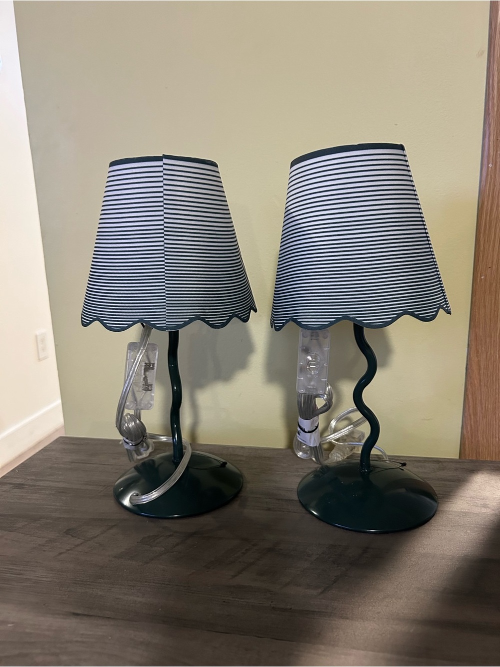 Room Essentials Navy and White Striped Scalloped Table Lamps (Pair)